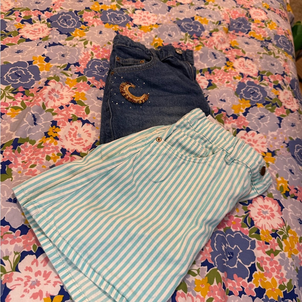 Zara Kids Skirts - Blue Denim and Aqua Striped